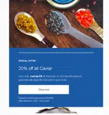 caviar20 coupon verification screenshot