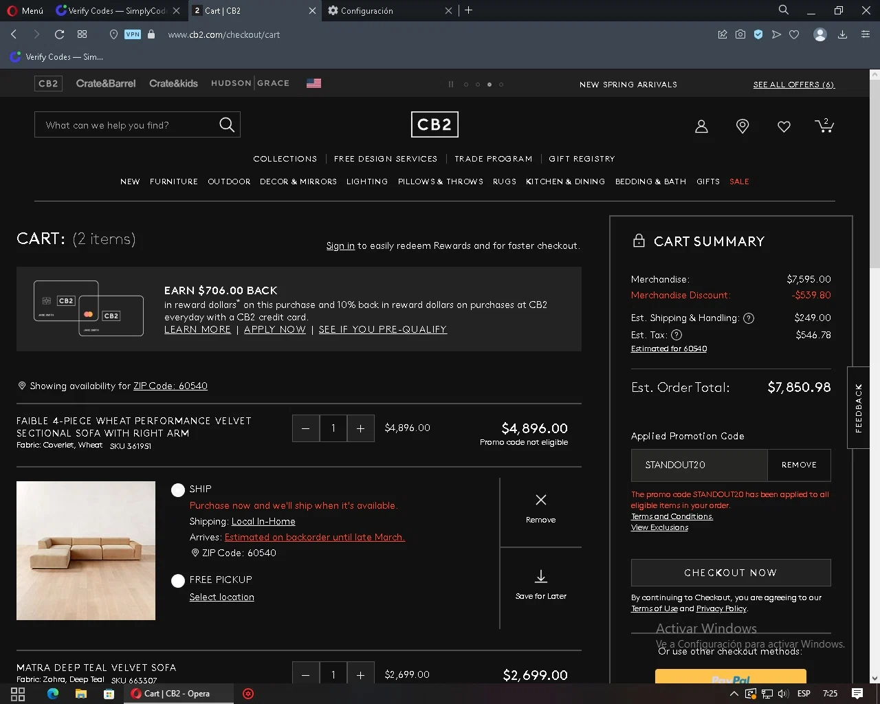 CB2 Promo Codes 20 Off July 2024