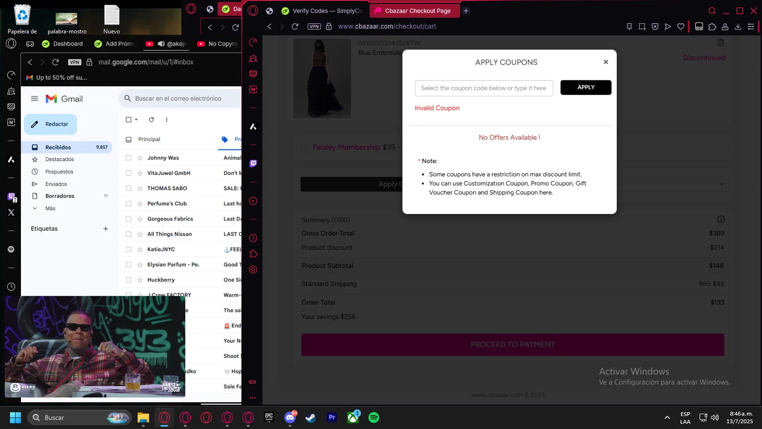 Cbazaar promo code screenshot showing code CART15 applied at Cbazaar checkout page. Uploaded by SimplyCodes community member Billyyou on Jul 13, 2025