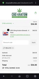 CBD Kratom coupon verification screenshot