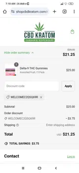 CBD Kratom coupon verification screenshot