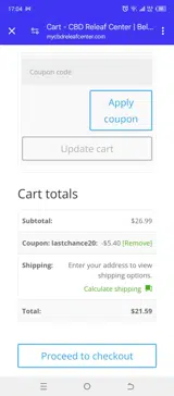 LASTCHANCE20 coupon verification screenshot