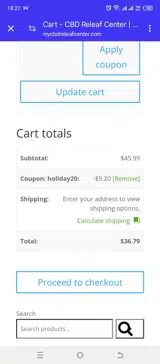 HOLIDAY20 coupon verification screenshot
