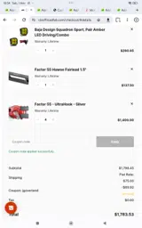 CBI Offroad Fab coupon verification screenshot
