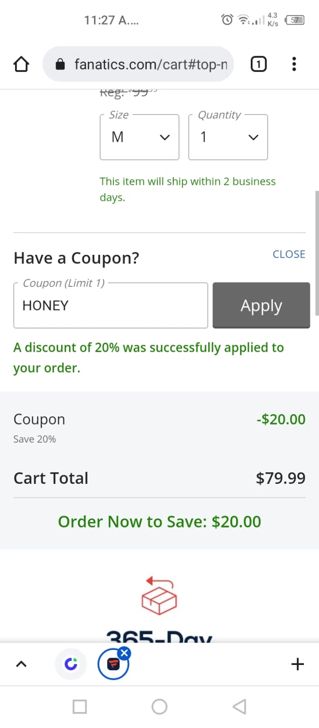 CBS Sports checkout page showing CBS Sports promo code box | Screenshot taken by SimplyCodes community member on Nov 12, 2021