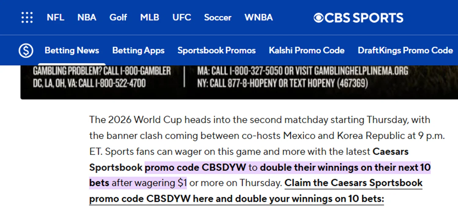 CBS Sports promo code screenshot showing code CBSDYW applied at CBS Sports checkout page. Uploaded by SimplyCodes community member PaulSkenes on Jun 19, 2026