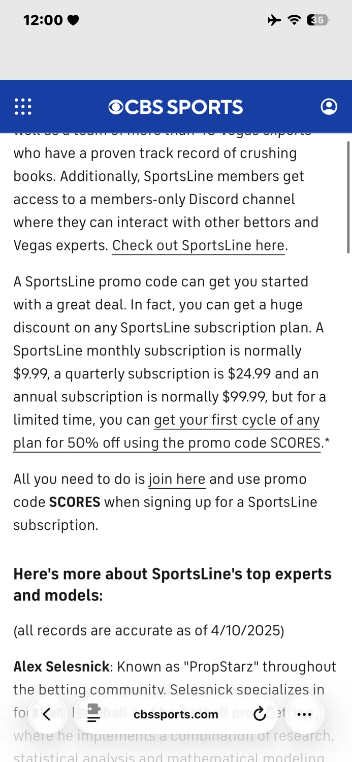 CBS Sports promo code screenshot showing code SCORE applied at CBS Sports checkout page. Uploaded by SimplyCodes community member TraxoGamer on Oct 12, 2025