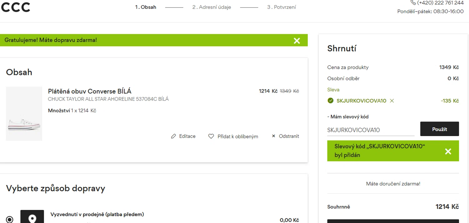 CCC promo code screenshot showing code SKJURKOVICOVA10 applied at CCC checkout page. Uploaded by SimplyCodes community member Juanls04 on Jun 26, 2025