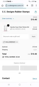 HALLOWEEN25 coupon verification screenshot