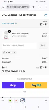 BDAY21 coupon verification screenshot