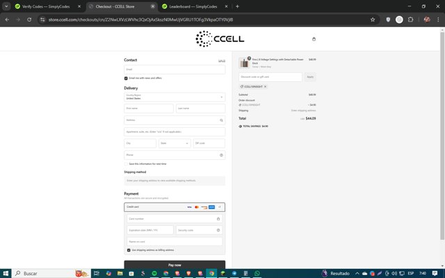 CCELL checkout page showing CCELL discount code box | Screenshot taken by SimplyCodes community member on Feb 2, 2025