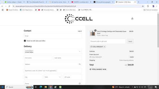 CCELL checkout page showing CCELL discount code box | Screenshot taken by SimplyCodes community member on Feb 7, 2025