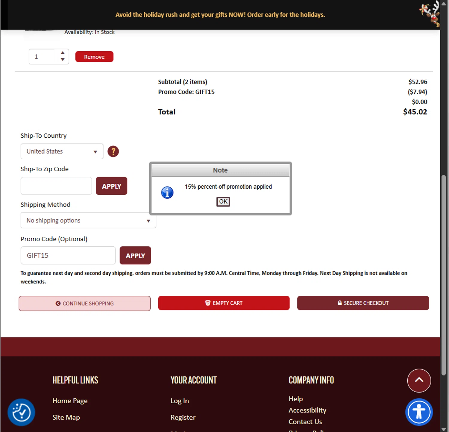 CC Music promo code screenshot showing code GIFT15 applied at CC Music checkout page. Uploaded by SimplyCodes community member PillarsofCreation on Dec 11, 2025