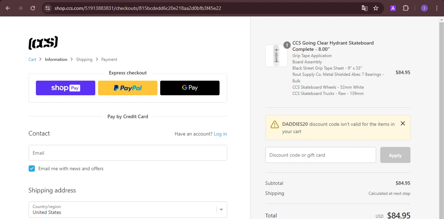 CCS Discount Codes 20 Off September 2024