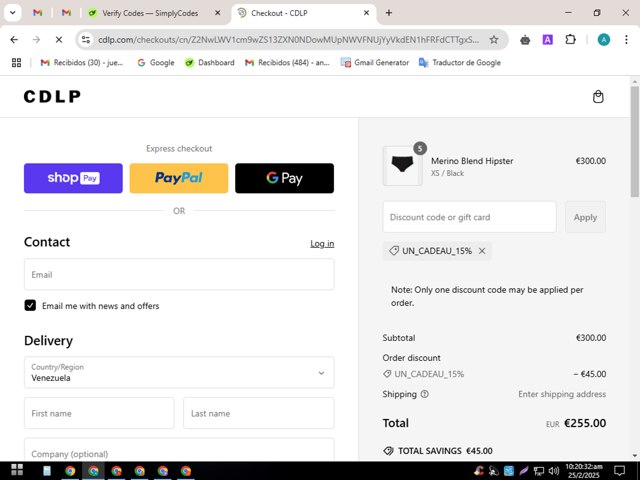 CDLP checkout page showing CDLP discount code box | Screenshot taken by SimplyCodes community member on Feb 25, 2025