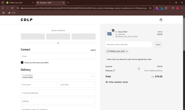 CDLP checkout page showing CDLP discount code box | Screenshot taken by SimplyCodes community member on May 4, 2025