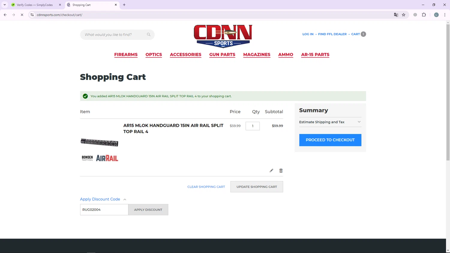CDNN Sports checkout page showing CDNN Sports discount code box | Screenshot taken by SimplyCodes community member on Sep 14, 2024