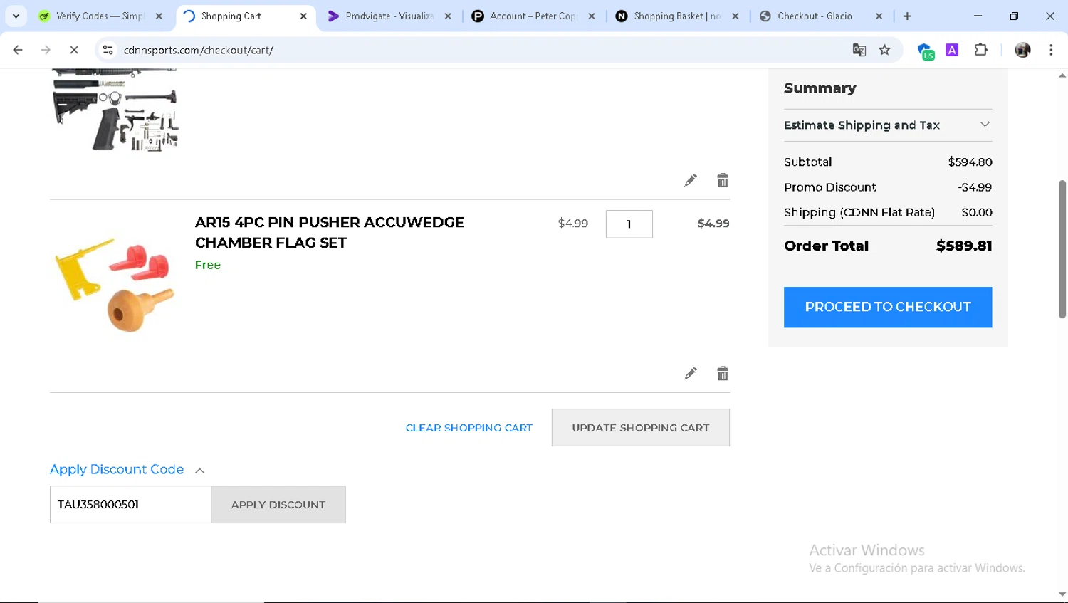 CDNN Sports checkout page showing CDNN Sports discount code box | Screenshot taken by SimplyCodes community member on Mar 25, 2025