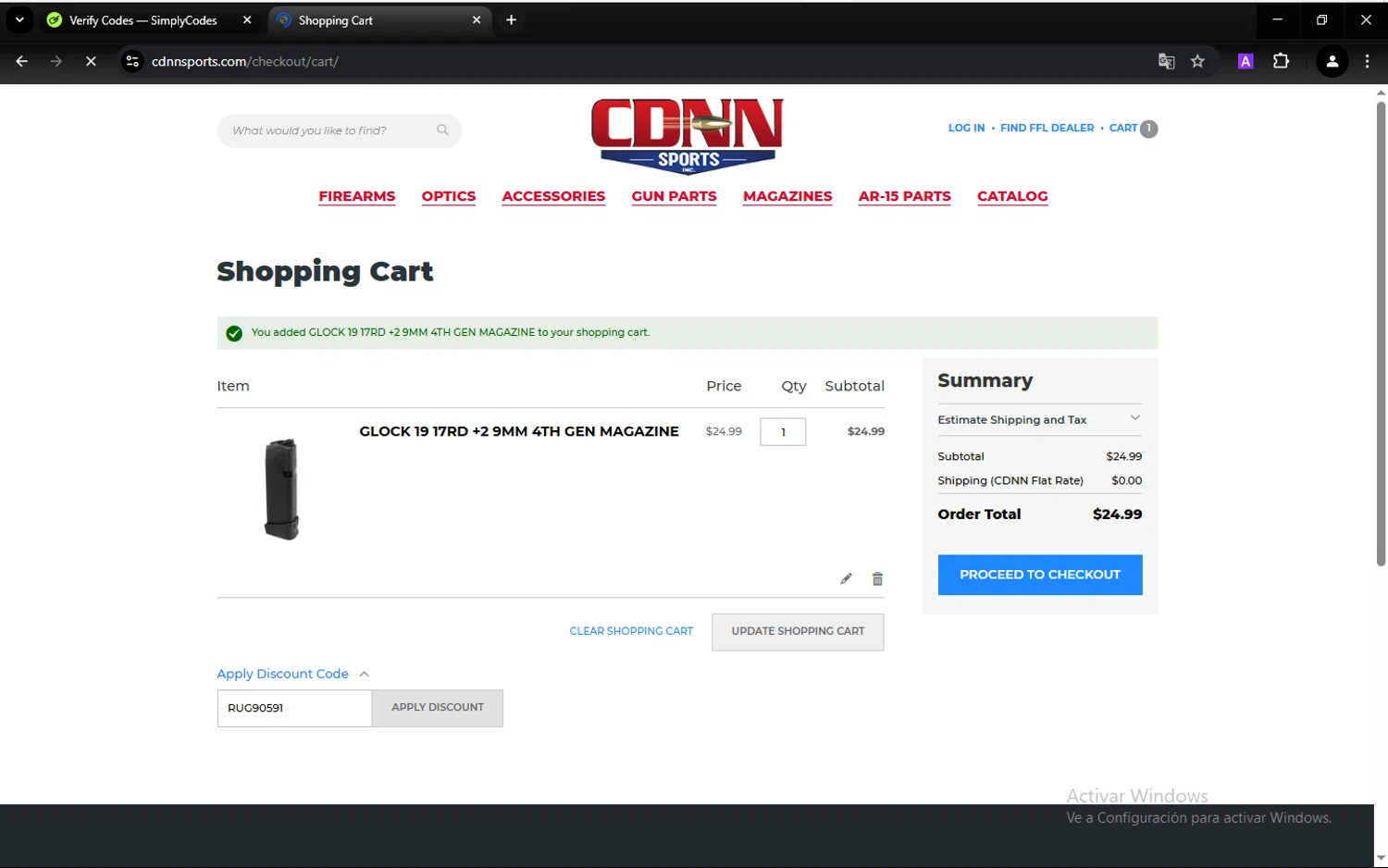 CDNN Sports checkout page showing CDNN Sports discount code box | Screenshot taken by SimplyCodes community member on Mar 13, 2025