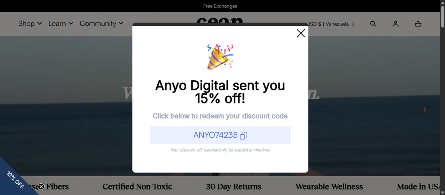 CEAN promo code screenshot showing code ANYO74235 applied at CEAN checkout page. Uploaded by SimplyCodes community member 111111 on Oct 29, 2025