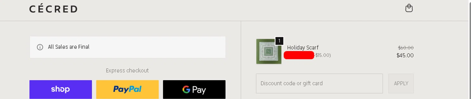 Cécred promo code screenshot showing code MISSDONNABELLA applied at Cécred checkout page. Uploaded by SimplyCodes community member Alofoke on Nov 7, 2025