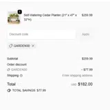 Garden30 coupon verification screenshot