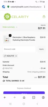 HEALTH5 coupon verification screenshot