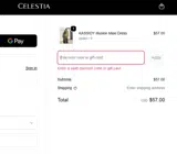 Celestia coupon verification screenshot
