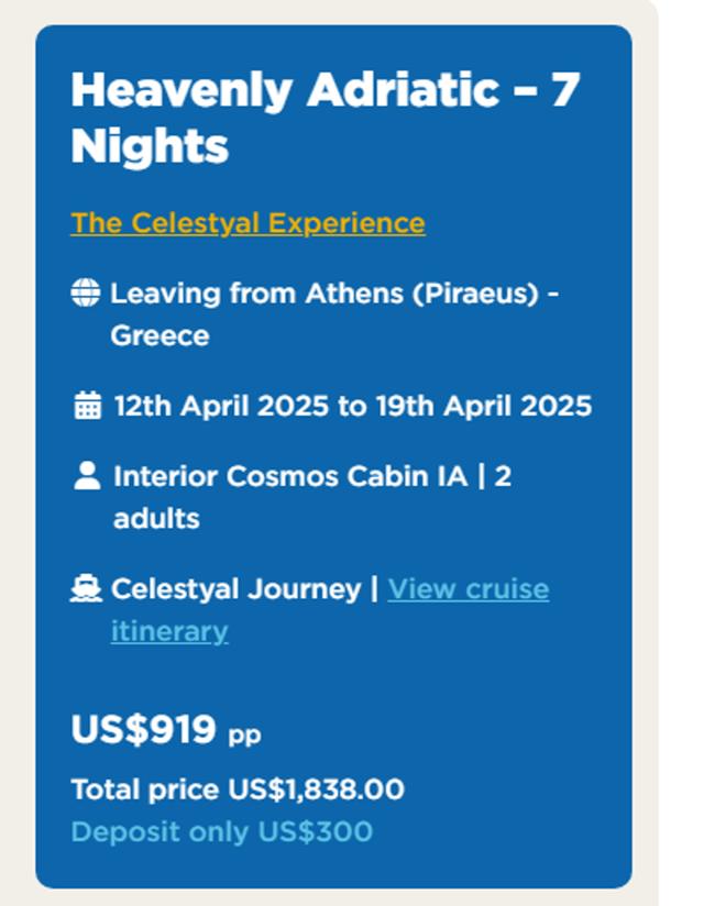 Celestyal Cruises checkout page showing Celestyal Cruises promo code box | Screenshot taken by SimplyCodes community member on Aug 30, 2024