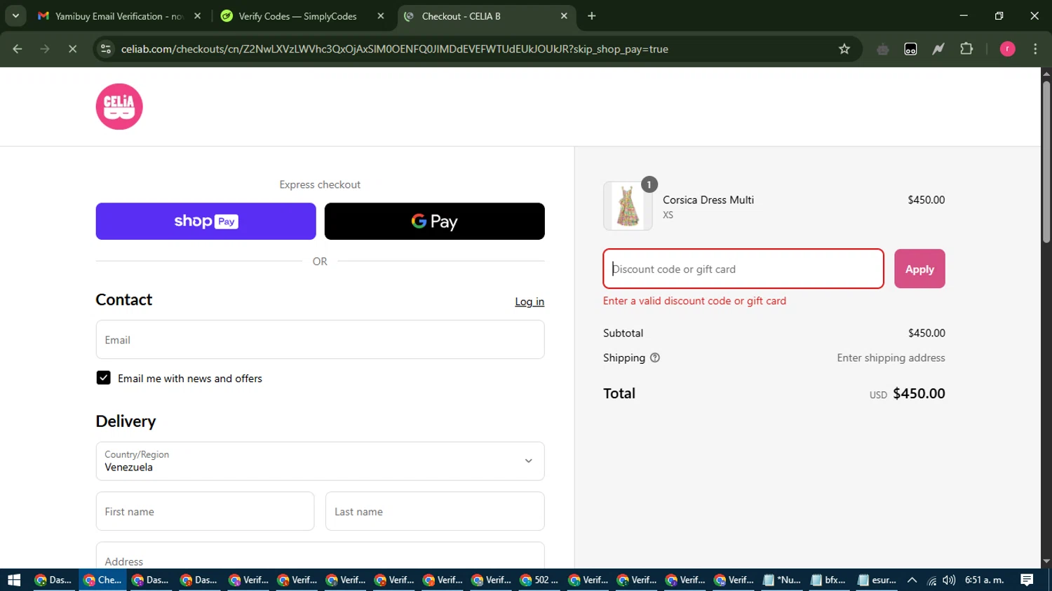 Celia B promo code screenshot showing code Cb400k applied at Celia B checkout page. Uploaded by SimplyCodes community member WisePro3739 on Apr 18, 2025