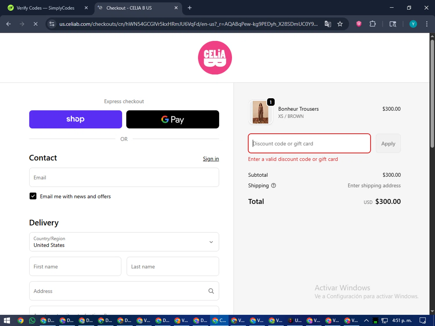 Celia B promo code screenshot showing code CBTREAT20 applied at Celia B checkout page. Uploaded by SimplyCodes community member RoyalEagle4794 on Nov 8, 2025