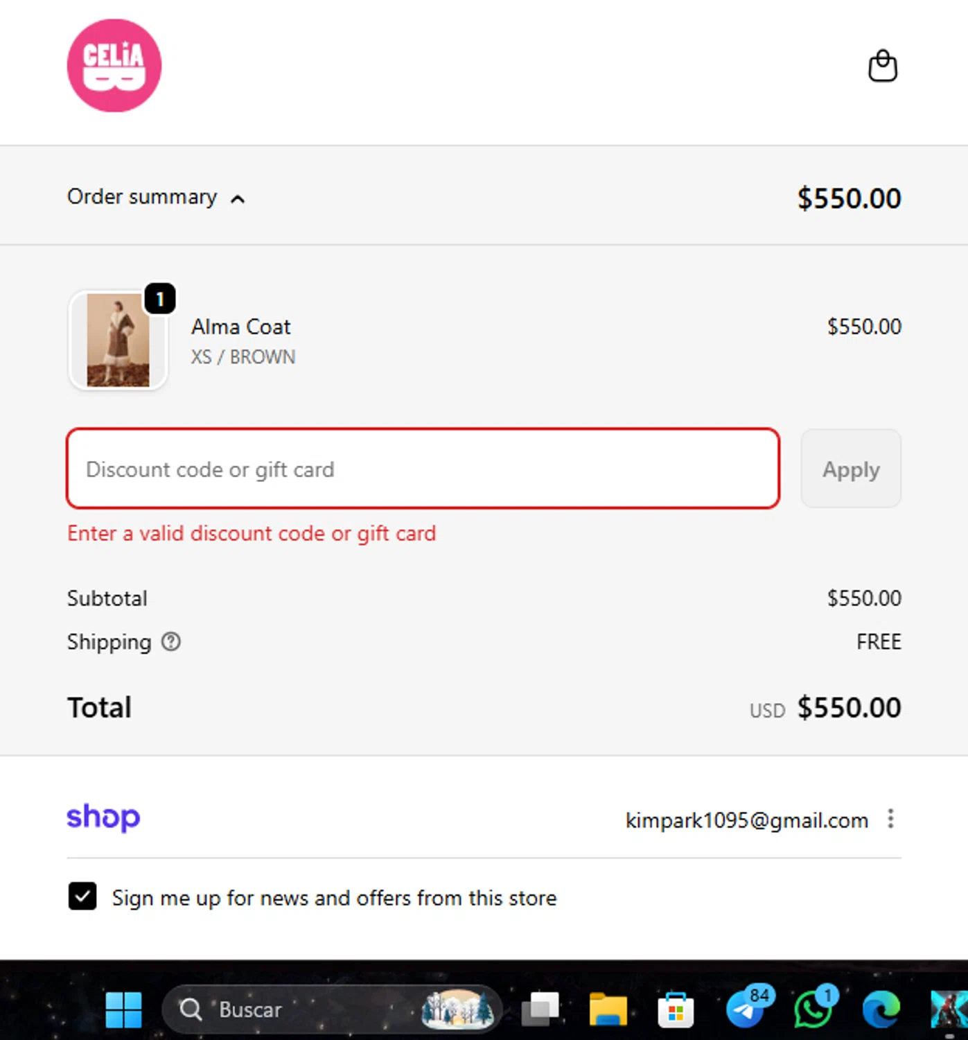 Celia B promo code screenshot showing code HOLIDAYGLAM20 applied at Celia B checkout page. Uploaded by SimplyCodes community member Guacamole_Picante on Dec 23, 2025