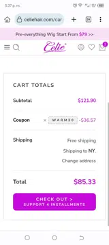 WARM30 coupon verification screenshot