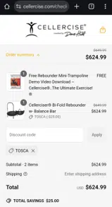 TOSCA coupon verification screenshot