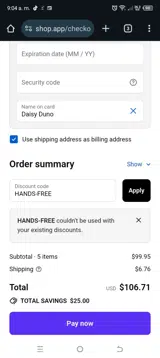 HANDS-FREE coupon verification screenshot