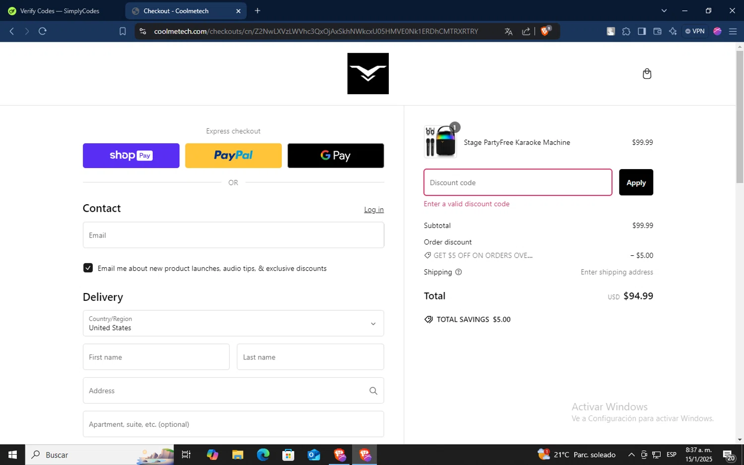 Celmade discount code screenshot showing code CELMADE10 applied at Celmade checkout page. Uploaded by SimplyCodes community member CodeLynx5272 on Jan 15, 2025