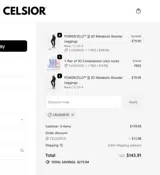 CELSIOR10 coupon verification screenshot
