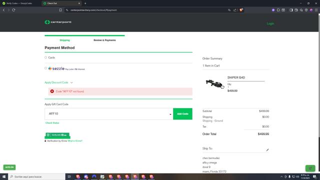 CenterPoint checkout page showing CenterPoint promo code box | Screenshot taken by SimplyCodes community member on Sep 11, 2025