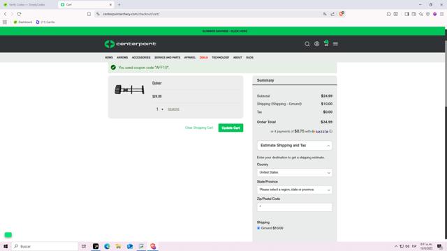 CenterPoint checkout page showing CenterPoint promo code box | Screenshot taken by SimplyCodes community member on Aug 13, 2025