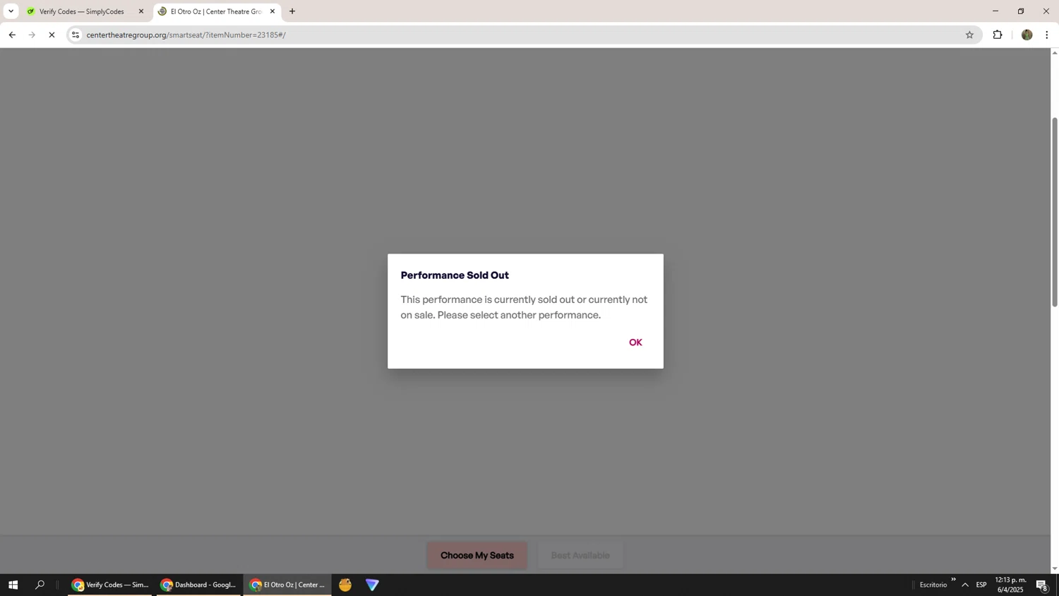 Center Theatre Group promo code screenshot showing code CAROLHALL applied at Center Theatre Group checkout page. Uploaded by SimplyCodes community member Phoenix585 on Apr 6, 2025