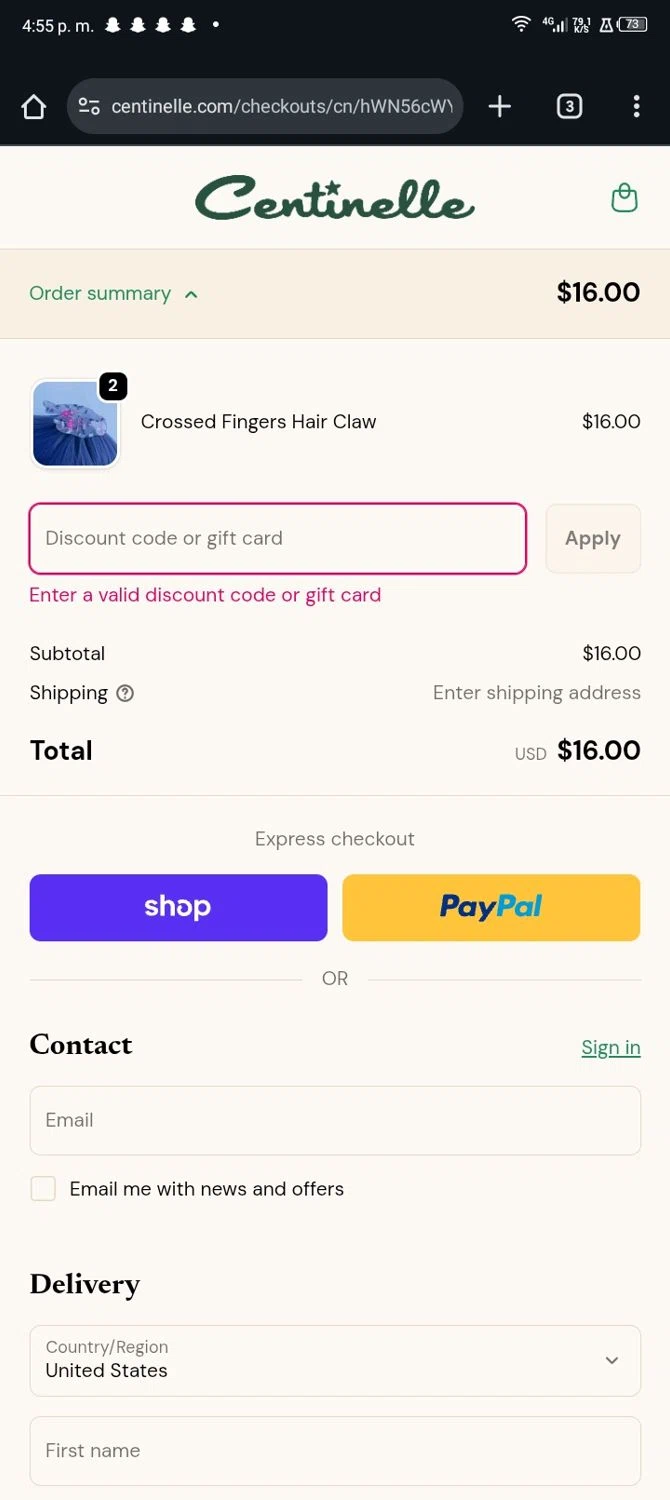 Centinelle promo code screenshot showing code TEN applied at Centinelle checkout page. Uploaded by SimplyCodes community member Sasuk3 on Nov 9, 2025