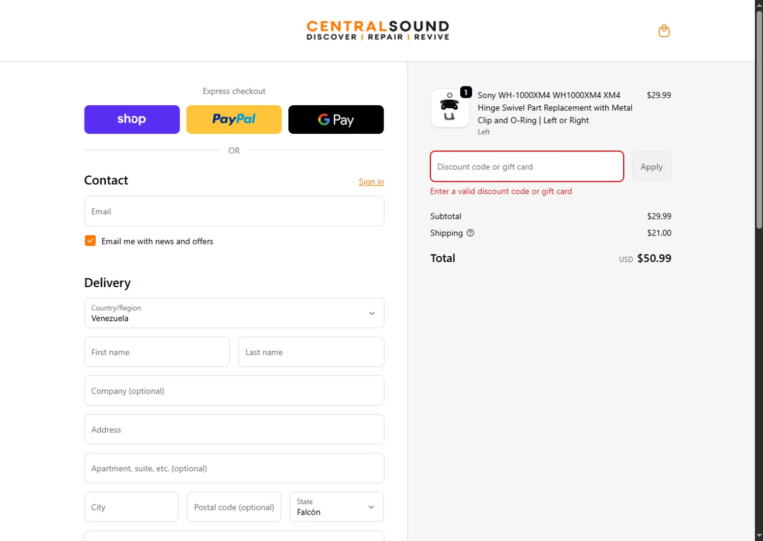 CentralSound promo code screenshot showing code 15%PREGIFT applied at CentralSound checkout page. Uploaded by SimplyCodes community member MagnificentFalcon188 on Nov 28, 2025