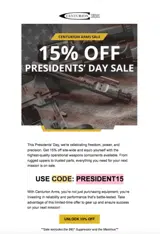 Centurion Arms coupon verification screenshot