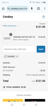 TAZAKEY coupon verification screenshot