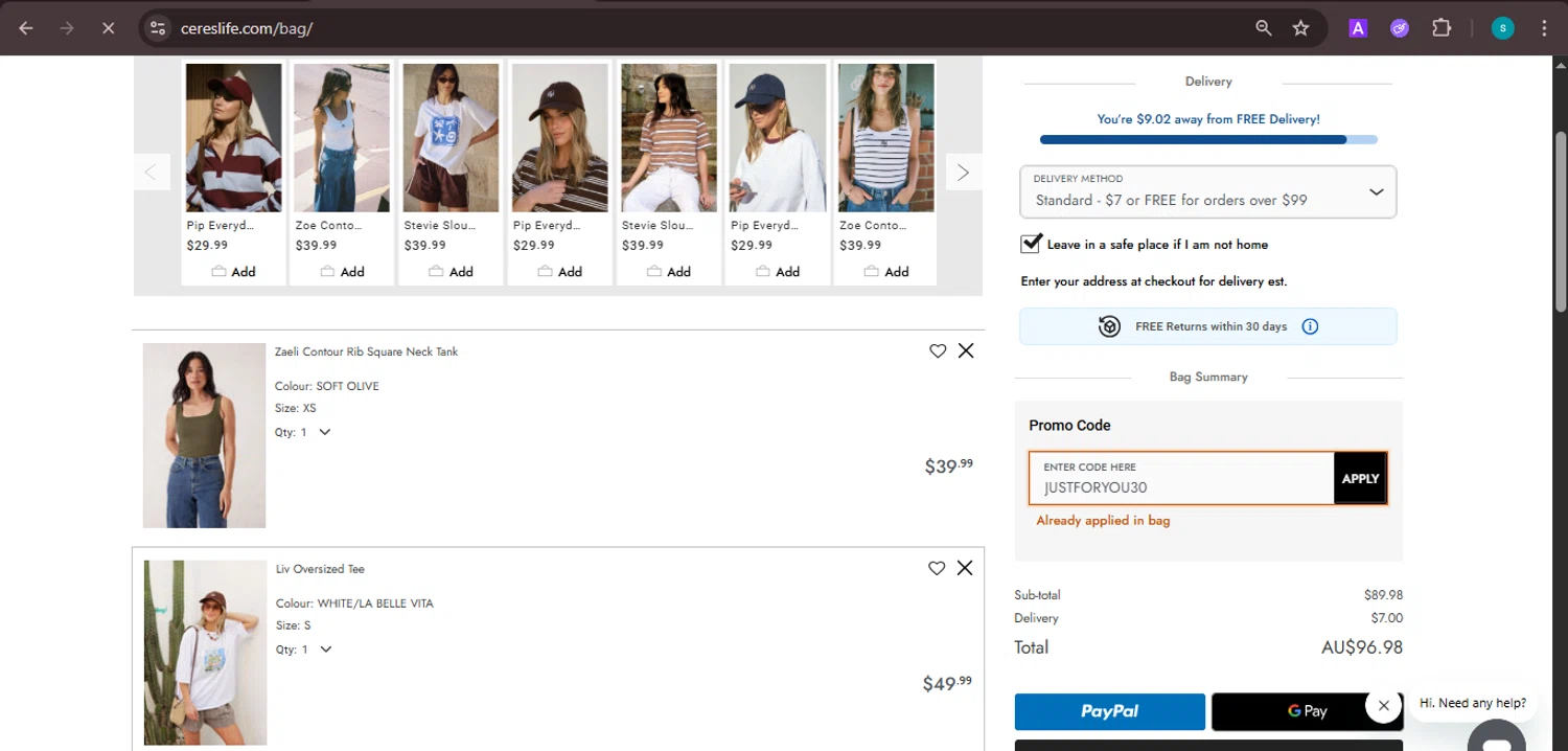 Ceres Life checkout page showing Ceres Life discount code box | Screenshot taken by SimplyCodes community member on Sep 27, 2025