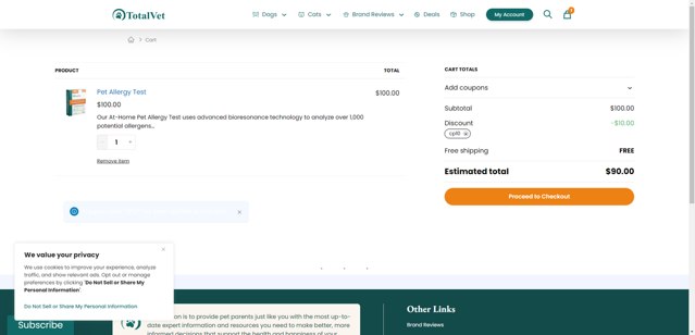 CertaPet checkout page showing CertaPet promo code box | Screenshot taken by SimplyCodes community member on Aug 13, 2025