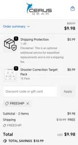 FREESHIP coupon verification screenshot