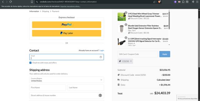 Cesdeals checkout page showing Cesdeals coupon code box | Screenshot taken by SimplyCodes community member on Jul 20, 2025