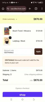 CESTASALE coupon verification screenshot
