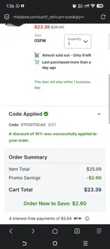 CF Montreal coupon verification screenshot